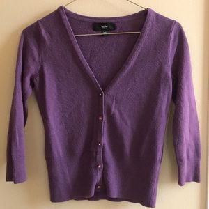 3/4 Sleeve Purple Cardigan